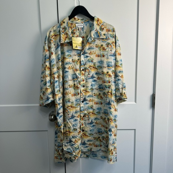 Disney Parks Vacation Club Hotel Resorts Icons Men's Button Up Map NWT - Picture 1 of 9